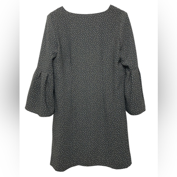 NWT H&M ($34.99 USD) Black Polka Dot Print W/ Ruffled Bell 3/4 Sleeves MiniDress - Picture 2 of 5